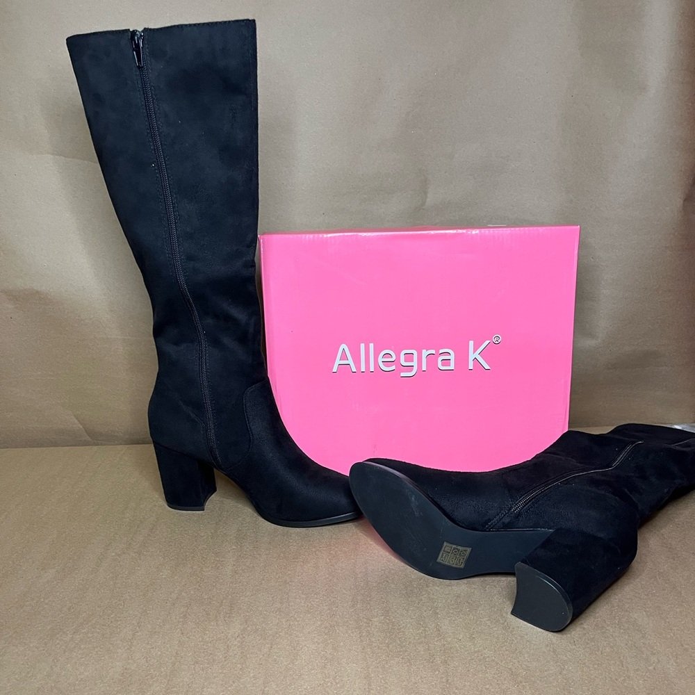 Allegra K | rounded Toe Chunky Heel Knee High Boots | Size 7